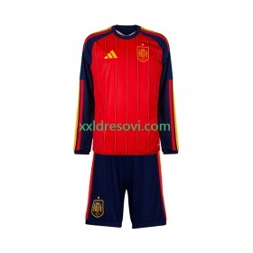 Španjolska Domaći Dječji Nogometni Dres World Cup 2026 Dugim Rukavima